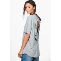 Libby Open Back Ruffle T-Shirt - grey