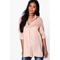 Lillian Longline Side Split Shirt - sand