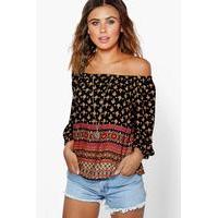 Liv Printed Woven Off The Shoulder Top - multi