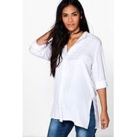 Lillian Longline Side Split Shirt - white