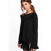 Lilya Ruffle Front Top - black