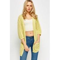 Lime Metallic Loose Knit Cardigan