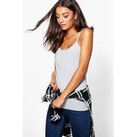 Lily Fine Strap Basic Vest Top - grey