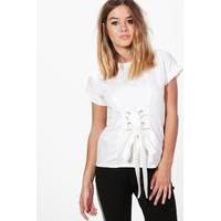 lisa lace up waist detail tee cream