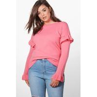 Liana Ruffle Sleeve Knitted Top - blush