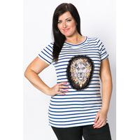 lion face striped top