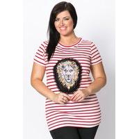 lion face striped top