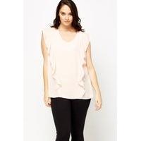 light peach frilled panel top