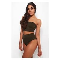 lilly khaki high waisted bandeau bikini