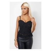 Liana Black Crochet Bralet Top