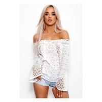 lilly white crochet bardot top