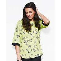 Lime Print Boat Neck Top