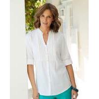 Linen Mix Blouse with Pintuck Detail