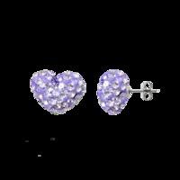 lilac 8mm crystal heart shape titanium earrings