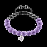 Lilac Crystal, Magnetite Silver Heart 8mm Bracelet