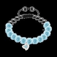 Light Blue Crystal, Magnetite Silver Heart 8mm Bracelet