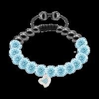 light blue crystal magnetite silver heart 8mm bracelet