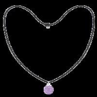 lilac 12mm crystal black cord necklace