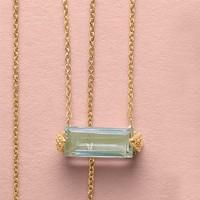 Linear Green Amethyst Geometric Necklace