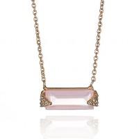 Linear Rose Quartz Geometric Necklace