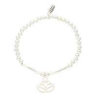 Life Charms Lotus Flower Silver Charm Bracelet
