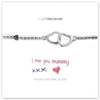 Life Charms I Love You Mummy Joined Hearts Silver Charm Bracelet