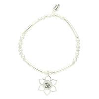 Life Charms Lotus Flower \'Om\' Silver Charm Bracelet