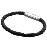 links of london venture silver black leather bracelet 52100010