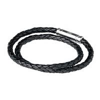 Links of London Silver Mens Venture Black Leather Bracelet 2110.0059