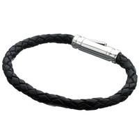 Links of London Venture Silver Black Leather Bracelet 5210.0010