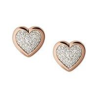 Links of London Diamond Essentials 18ct Rose Gold Vermeil and Pave Diamond Heart Stud Earrings