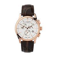 Links of London Gents Regent Rose Gold Plated and Brown Leather Strap Watch