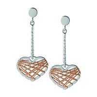 Links of London Dream Catcher Silver and Rose Gold Vermeil Heart Drop Earrings