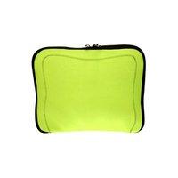 lime green curvy design laptop notebook bag with black stitching up to ...
