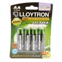 Lloytron B1025 Rechargeable Accuultra AA Ni-MH Batteries 2700mAh 4 Pack