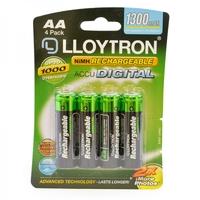 lloytron b012 rechargeable accudigital aa ni mh batteries 1300mah 4 pa ...