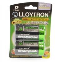 Lloytron B017 Rechargeable D Ni-MH Batteries 3000mAh 2 Pack