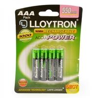 Lloytron B014 Rechargeable Accupower AAA Ni-MH Batteries 550mAh 4 Pack