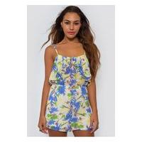 lloret light frill front playsuit in blue