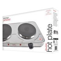 Lloytron KitchenPerfected 2500w Double Hotplate in Brushed Steel