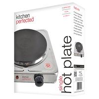 Lloytron KitchenPerfected 1500w Single Hotplate in Brushed Steel