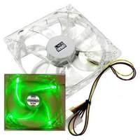 Lms Data 12cm Translucent Led Enhanced Pc Case Fan 4-pin/3-pin Green Led (fan-12-gn)