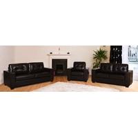 LM1504L Black Bonded Leather 3+2+1 Sofa Suite