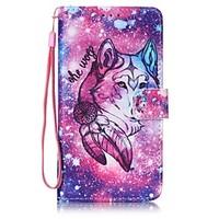 lone wolf painted pu leather material of the card holder phone case fo ...