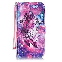 lone wolf painted pu leather material of the card holder phone case fo ...