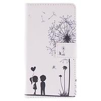 Lover and Dandelion Pattern PU Leather Full Body Case with Stand and Card Slot for Huawei P7