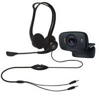 Logitech B525 720p HD Webcam and Logitech PC860 Lightweight Stereo Headset
