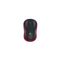 Logitech M185 Mouse - Optical - Wireless - 3 Button(s) - Red, Black - Radio Frequency - USB - Scroll Wheel - Symmetrical