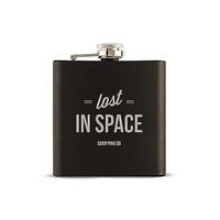 lost in space etched black hip flask