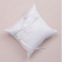 love bird in classic white square ring cushion